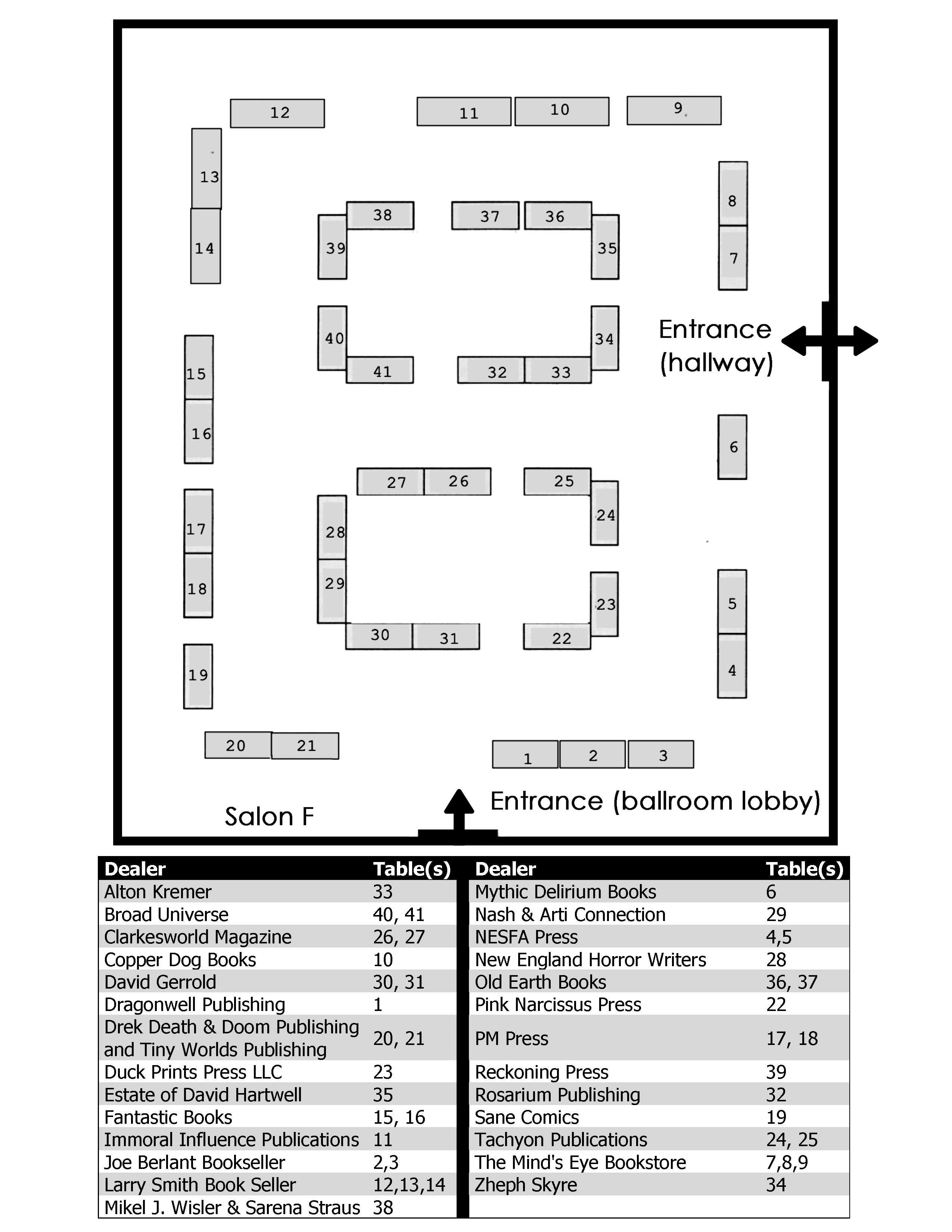 Bookshop map for Readercon 35